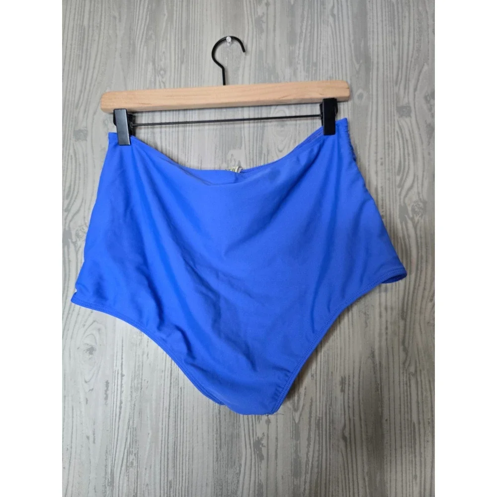 Kortni Jean Royal Blue Ruched High Waisted Bikini Swim Bottoms Womens XL - Picture 3 of 4